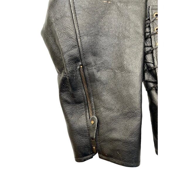 Vintage 90s-y2K Leather Biker Jacket w/Eagle "Live to Ride" Black Zip Out Liner‎ - Picture 6 of 16